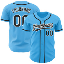 Load image into Gallery viewer, Custom Sky Blue Black-White Authentic Baseball Jersey