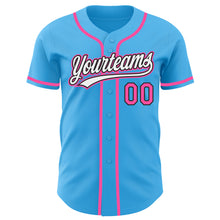 Load image into Gallery viewer, Custom Sky Blue Pink-Black Authentic Baseball Jersey