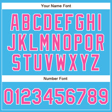 Load image into Gallery viewer, Custom Sky Blue Pink-White Authentic Baseball Jersey