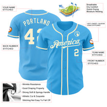 Load image into Gallery viewer, Custom Sky Blue Cream Authentic Baseball Jersey