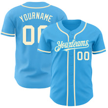 Load image into Gallery viewer, Custom Sky Blue Cream Authentic Baseball Jersey