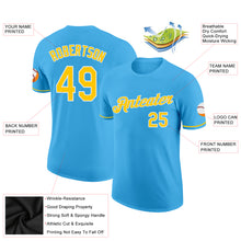 Load image into Gallery viewer, Custom Sky Blue Yellow-White Performance T-Shirt