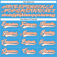 Load image into Gallery viewer, Custom Sky Blue White-Orange Hockey Lace Neck Jersey