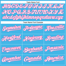 Load image into Gallery viewer, Custom Sky Blue White-Pink Authentic Baseball Jersey