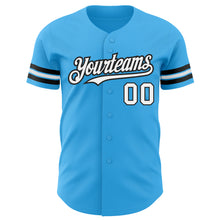 Load image into Gallery viewer, Custom Sky Blue White-Black Authentic Baseball Jersey
