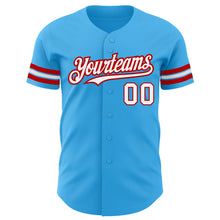 Load image into Gallery viewer, Custom Sky Blue White-Red Authentic Baseball Jersey