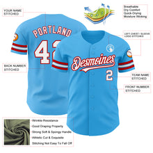 Load image into Gallery viewer, Custom Sky Blue White-Red Authentic Baseball Jersey