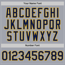 Load image into Gallery viewer, Custom Gray Navy Pinstripe Gold Authentic Sleeveless Baseball Jersey