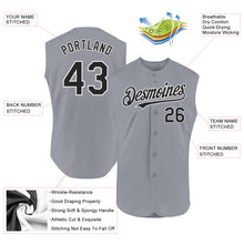 Load image into Gallery viewer, Custom Gray Black-White Authentic Sleeveless Baseball Jersey