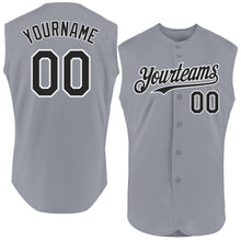 Load image into Gallery viewer, Custom Gray Black-White Authentic Sleeveless Baseball Jersey