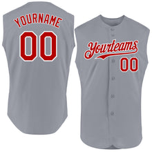 Load image into Gallery viewer, Custom Gray Red-White Authentic Sleeveless Baseball Jersey