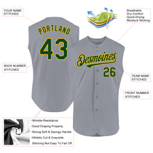 Load image into Gallery viewer, Custom Gray Green-Gold Authentic Sleeveless Baseball Jersey