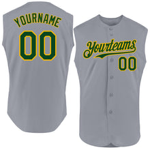 Load image into Gallery viewer, Custom Gray Green-Gold Authentic Sleeveless Baseball Jersey