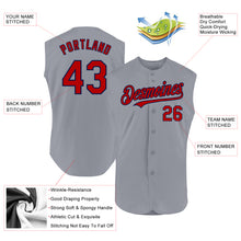 Load image into Gallery viewer, Custom Gray Red-Navy Authentic Sleeveless Baseball Jersey