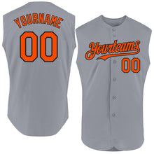 Load image into Gallery viewer, Custom Gray Orange-Black Authentic Sleeveless Baseball Jersey