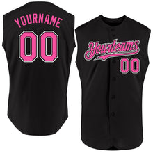 Load image into Gallery viewer, Custom Black Pink-White Authentic Sleeveless Baseball Jersey