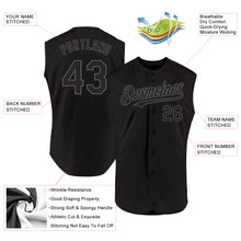 Load image into Gallery viewer, Custom Black Steel Gray Authentic Sleeveless Baseball Jersey