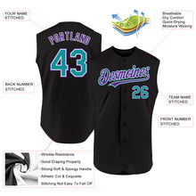 Load image into Gallery viewer, Custom Black Teal-Purple Authentic Sleeveless Baseball Jersey