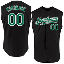 Load image into Gallery viewer, Custom Black Kelly Green-White Authentic Sleeveless Baseball Jersey