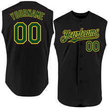 Load image into Gallery viewer, Custom Black Green-Yellow Authentic Sleeveless Baseball Jersey