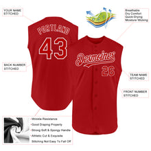Load image into Gallery viewer, Custom Red White Authentic Sleeveless Baseball Jersey