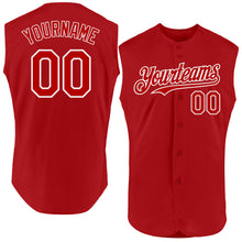 Load image into Gallery viewer, Custom Red White Authentic Sleeveless Baseball Jersey