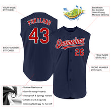 Load image into Gallery viewer, Custom Navy Red-White Authentic Sleeveless Baseball Jersey