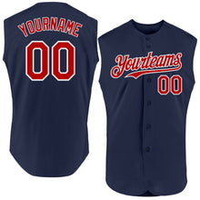 Load image into Gallery viewer, Custom Navy Red-White Authentic Sleeveless Baseball Jersey