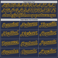 Load image into Gallery viewer, Custom Navy Gold Authentic Sleeveless Baseball Jersey
