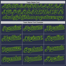 Load image into Gallery viewer, Custom Navy Neon Green Authentic Sleeveless Baseball Jersey