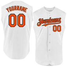 Load image into Gallery viewer, Custom White Orange-Black Authentic Sleeveless Baseball Jersey