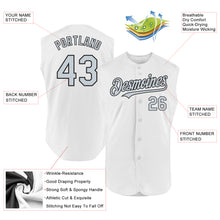 Load image into Gallery viewer, Custom White Silver-Black Authentic Sleeveless Baseball Jersey