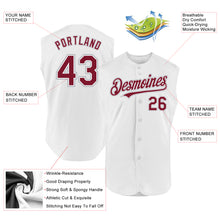 Load image into Gallery viewer, Custom White Crimson-Gray Authentic Sleeveless Baseball Jersey