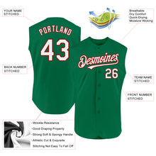 Load image into Gallery viewer, Custom Kelly Green White-Red Authentic Sleeveless Baseball Jersey