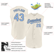 Load image into Gallery viewer, Custom Cream Light Blue-Steel Gray Authentic Sleeveless Baseball Jersey