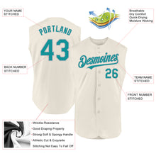 Load image into Gallery viewer, Custom Cream Teal-Gray Authentic Sleeveless Baseball Jersey