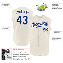 Load image into Gallery viewer, Custom Cream Royal Authentic Sleeveless Baseball Jersey
