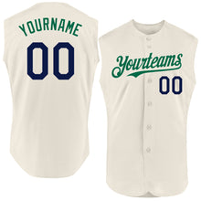 Load image into Gallery viewer, Custom Cream Navy-Kelly Green Authentic Sleeveless Baseball Jersey