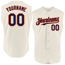 Load image into Gallery viewer, Custom Cream Navy-Orange Authentic Sleeveless Baseball Jersey