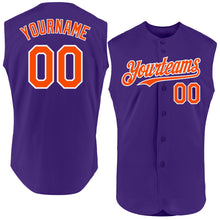 Load image into Gallery viewer, Custom Purple Orange-White Authentic Sleeveless Baseball Jersey