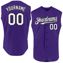 Load image into Gallery viewer, Custom Purple White-Black Authentic Sleeveless Baseball Jersey