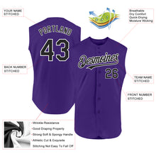 Load image into Gallery viewer, Custom Purple Black-White Authentic Sleeveless Baseball Jersey