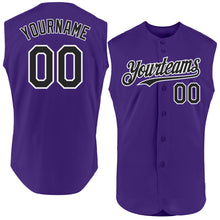 Load image into Gallery viewer, Custom Purple Black-White Authentic Sleeveless Baseball Jersey