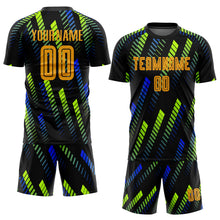 Load image into Gallery viewer, Custom Black Gold Sublimation Soccer Set Jersey
