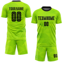 Load image into Gallery viewer, Custom Neon Green Black Sublimation Soccer Uniform Jersey
