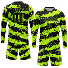 Load image into Gallery viewer, Custom Neon Green Black Sublimation Soccer Uniform Jersey