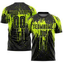 Load image into Gallery viewer, Custom Neon Green Black Sublimation Soccer Uniform Jersey