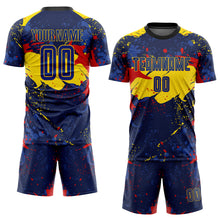 Load image into Gallery viewer, Custom Figure Royal-Gold Sublimation Soccer Uniform Jersey