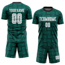 Load image into Gallery viewer, Custom Green White-Black Sublimation Soccer Uniform Jersey