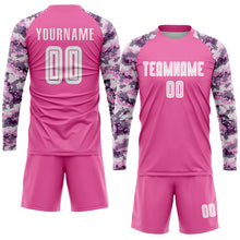 Load image into Gallery viewer, Custom Pink White-Camo Sublimation Soccer Uniform Jersey
